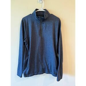 Abercrombie & Fitch Long Sleeve Quarter Zip T-Shirt Heather Blue Men's Large